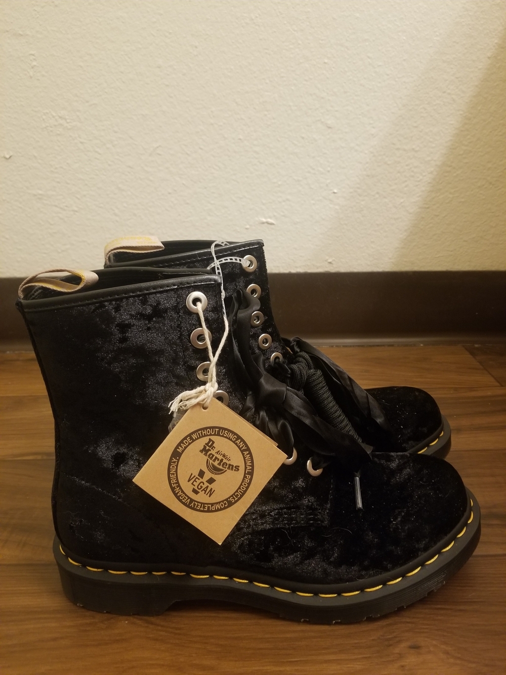 Dr. Martens Vegan Black Velvet Combat Boots